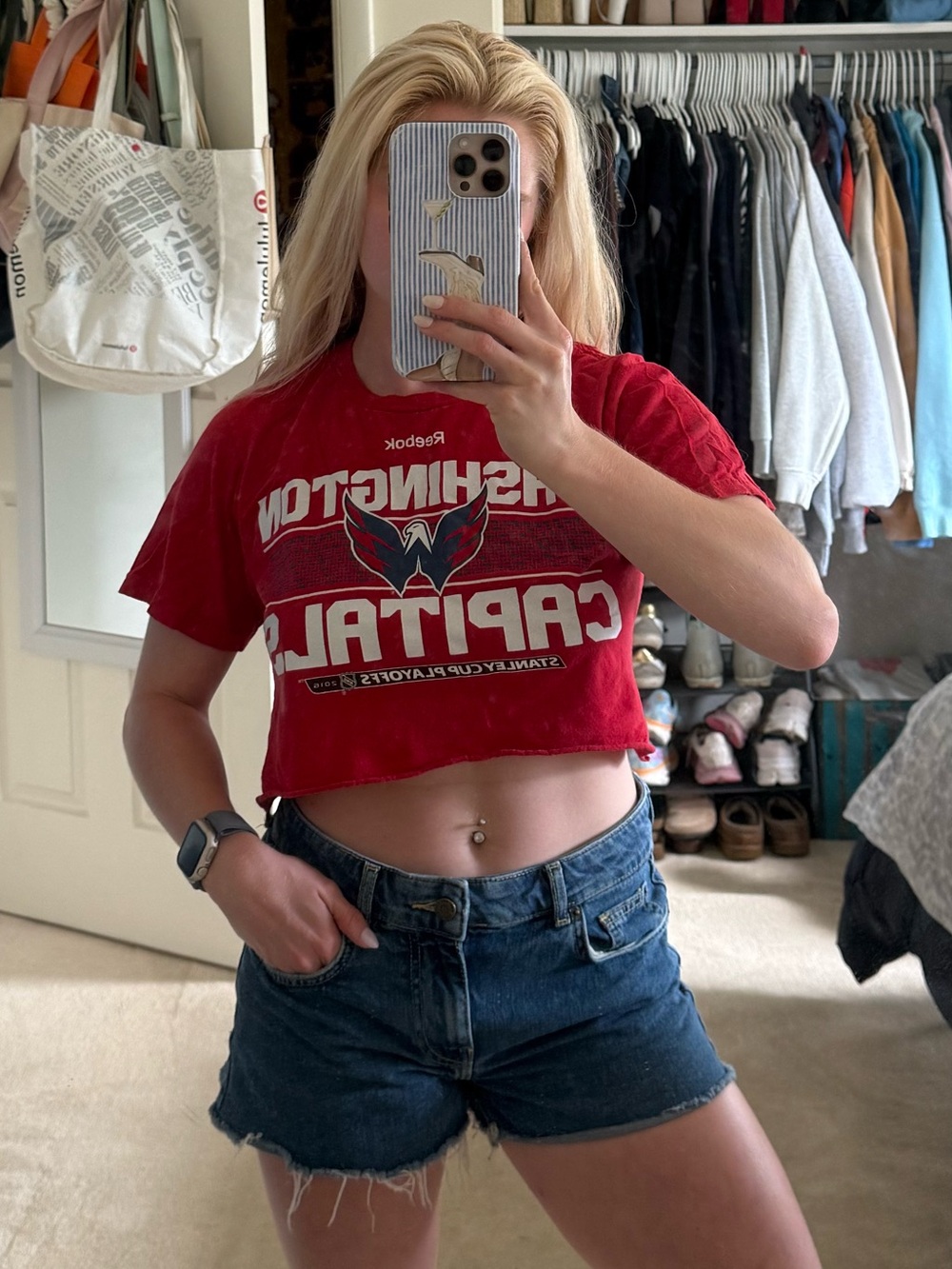 Reebok Red Washington Capitals Cropped Tee